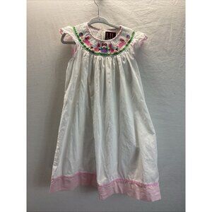 Lil Cactus Easter Bunny Smocked girls‎ smocked dress size 5 flutter sleeve